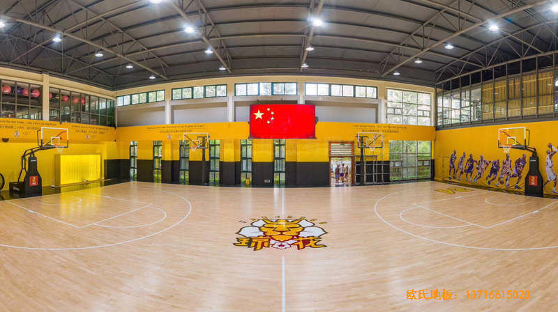 江苏扬州海兰德琼花篮球馆体育木地板铺设案例