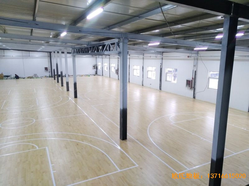 河南濮阳永康篮球训练中心运动木地板施工案例