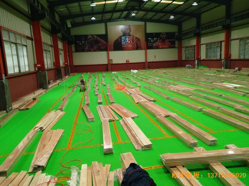 湖南长沙雨花区78号球馆体育木地板施工案例