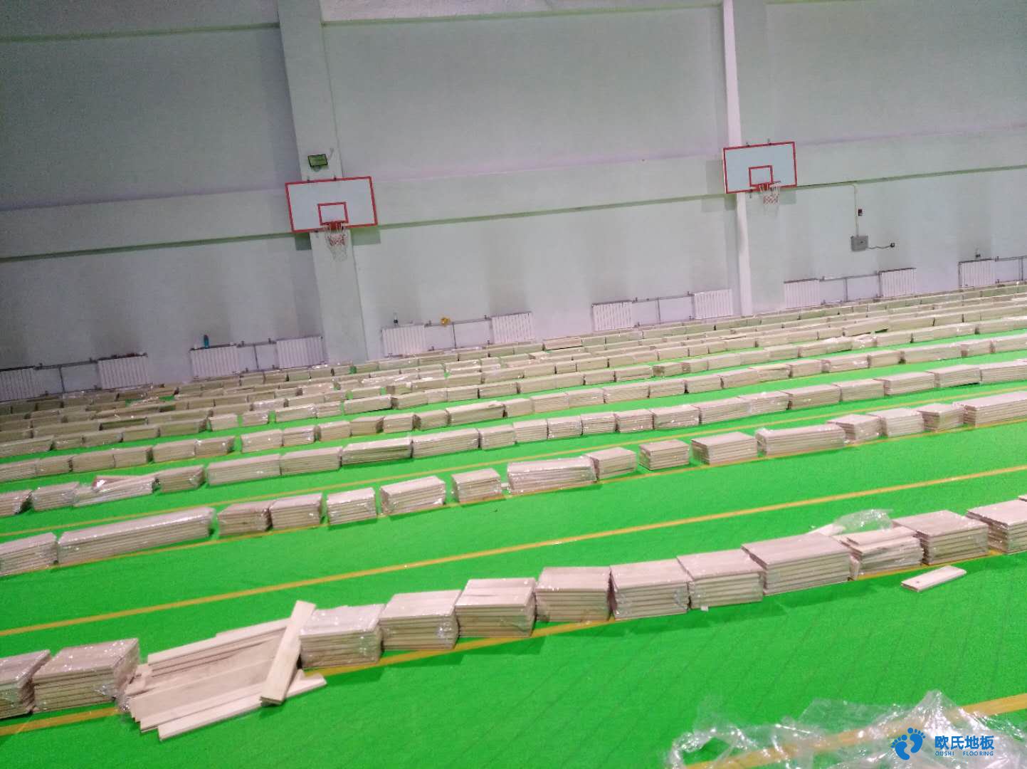 欧氏体育地板厂家 金华运动木地板安装